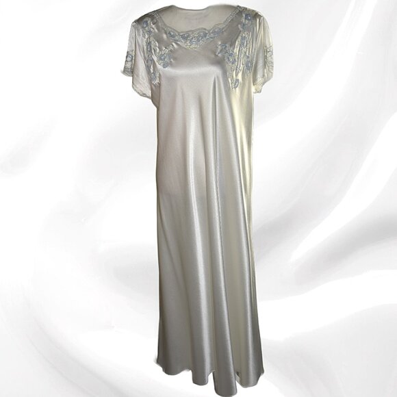 Natori Classics Bridal White Blue Lace Long Gown Robe Peignoir Set, Size… - Picture 7 of 10